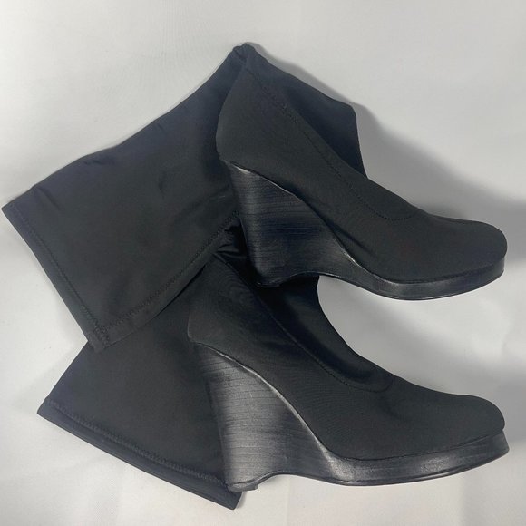 Colin Stuart Women’s Platform Wedge Heel with Stretch Calf High Boot Black Sz 6 - Picture 5 of 9
